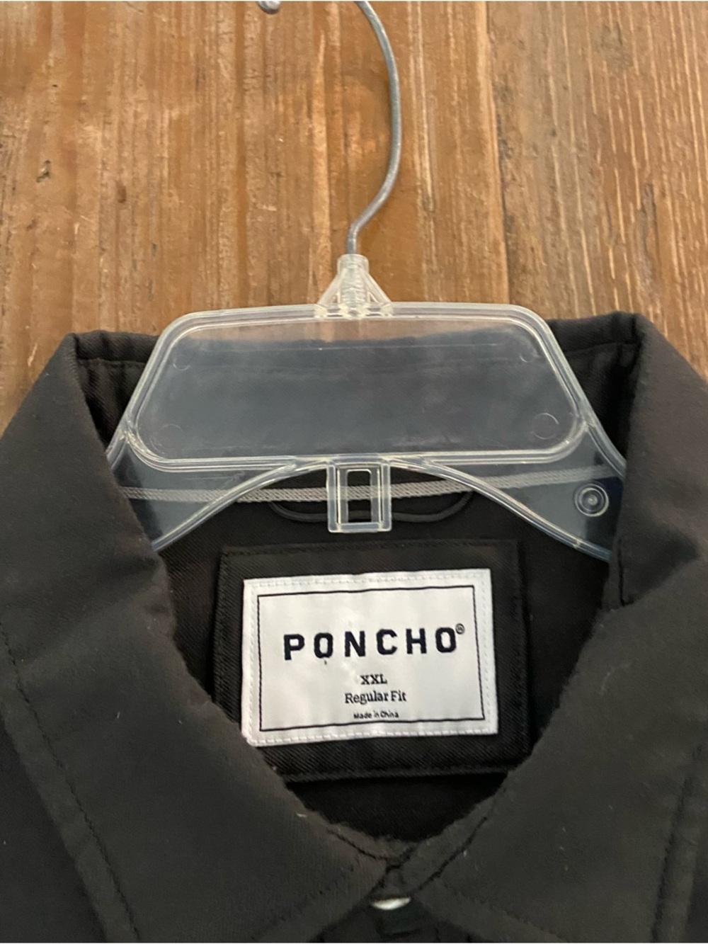 PONCHO Shirt The Western Button-Up Pearl Snap Polyester Top Black 2XL - Picture 2 of 4